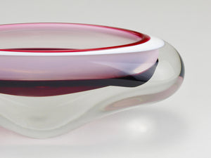 Josef Hospodka Sommerso Multi-Color Studio Art Glass Bowl, Czechoslovakia, 1960s