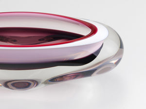 Josef Hospodka Sommerso Multi-Color Studio Art Glass Bowl, Czechoslovakia, 1960s