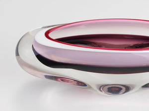 Josef Hospodka Sommerso Multi-Color Studio Art Glass Bowl, Czechoslovakia, 1960s