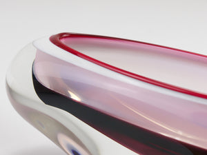 Josef Hospodka Sommerso Multi-Color Studio Art Glass Bowl, Czechoslovakia, 1960s