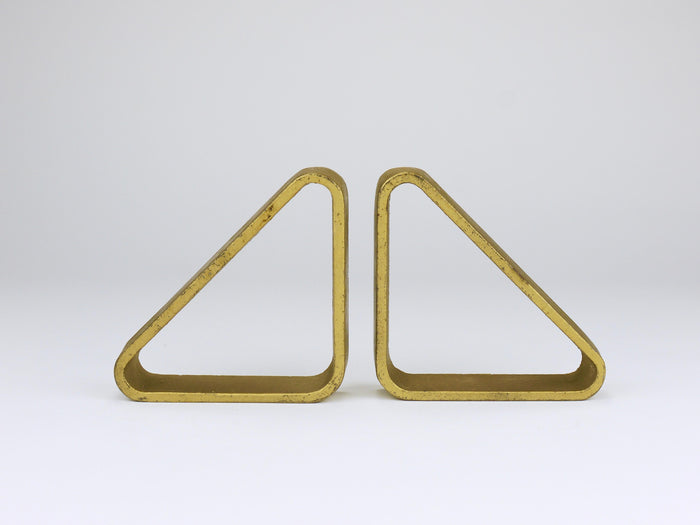 Carl Aubock III Pair Triangular Golden Iron Bookends 5443, Vienna/Austria, 1970s