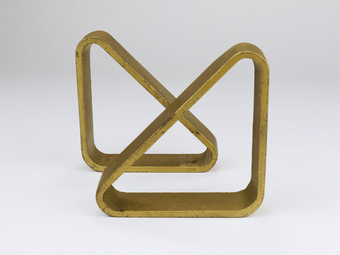 Carl Aubock III Pair Triangular Golden Iron Bookends 5443, Vienna/Austria, 1970s