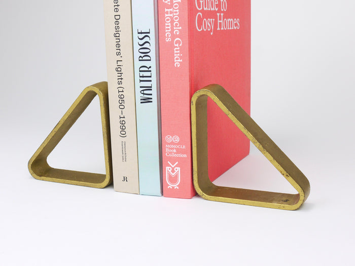 Carl Aubock III Pair Triangular Golden Iron Bookends 5443, Vienna/Austria, 1970s