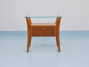 Gio Ponti Maple & Walnut Nightstand Table, La Permanente Mobili Cantù, 1940s