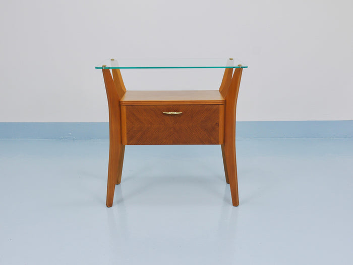 Gio Ponti Maple & Walnut Nightstand Table, La Permanente Mobili Cantù, 1940s