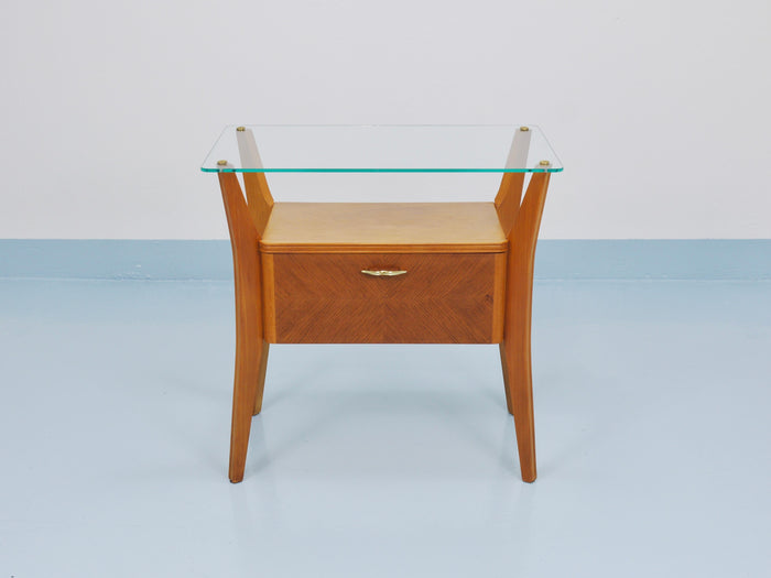 Gio Ponti Maple & Walnut Nightstand Table, La Permanente Mobili Cantù, 1940s