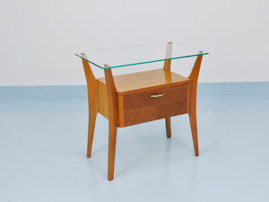 Gio Ponti Maple & Walnut Nightstand Table, La Permanente Mobili Cantù, 1940s