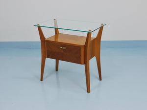 Gio Ponti Maple & Walnut Nightstand Table, La Permanente Mobili Cantù, 1940s