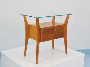 Gio Ponti Maple & Walnut Nightstand Table, La Permanente Mobili Cantù, 1940s