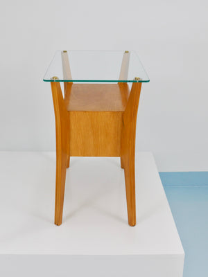 Gio Ponti Maple & Walnut Nightstand Table, La Permanente Mobili Cantù, 1940s