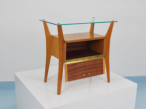 Gio Ponti Maple & Walnut Nightstand Table, La Permanente Mobili Cantù, 1940s