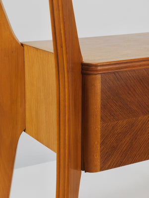 Gio Ponti Maple & Walnut Nightstand Table, La Permanente Mobili Cantù, 1940s