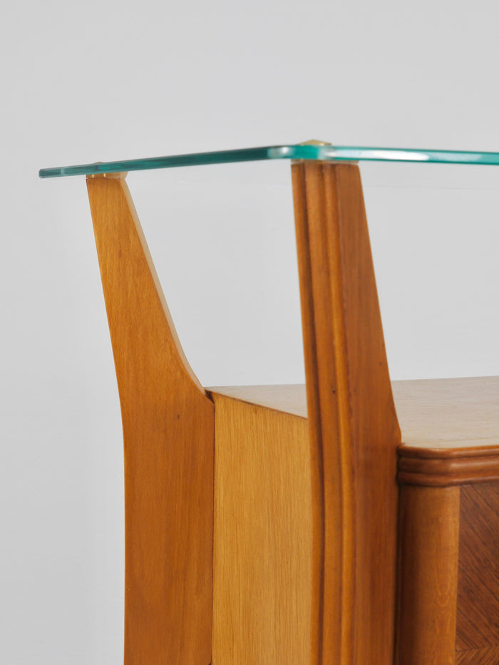 Gio Ponti Maple & Walnut Nightstand Table, La Permanente Mobili Cantù, 1940s