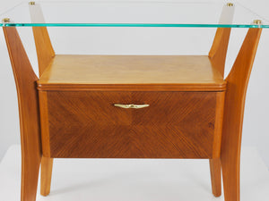 Gio Ponti Maple & Walnut Nightstand Table, La Permanente Mobili Cantù, 1940s