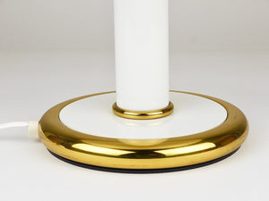 Lampe de table champignon F. Fabbian en verre de Murano doré et blanc, Italie, années 1970