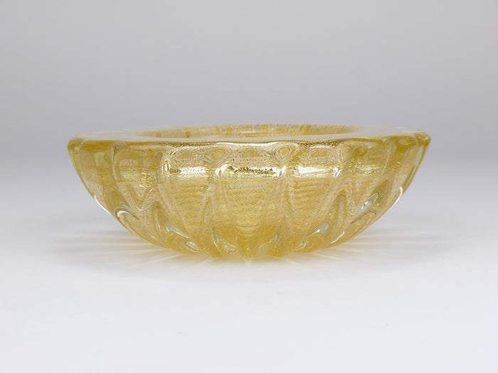 Ercole Barovier & Toso Cordonato D’oro Golden Murano Glass Bowl, Italy, 1960s