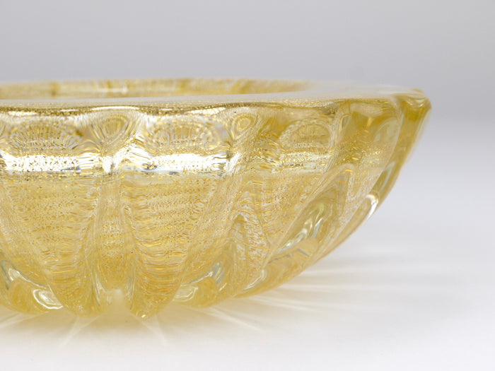 Ercole Barovier & Toso Cordonato D’oro Golden Murano Glass Bowl, Italy, 1960s