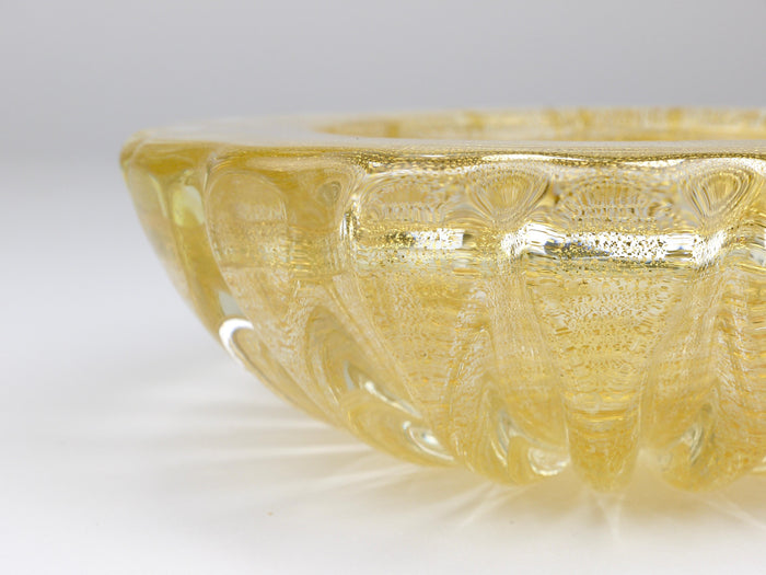 Ercole Barovier & Toso Cordonato D’oro Golden Murano Glass Bowl, Italy, 1960s