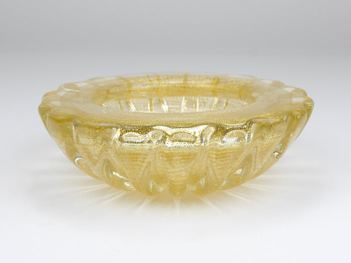 Ercole Barovier & Toso Cordonato D’oro Golden Murano Glass Bowl, Italy, 1960s