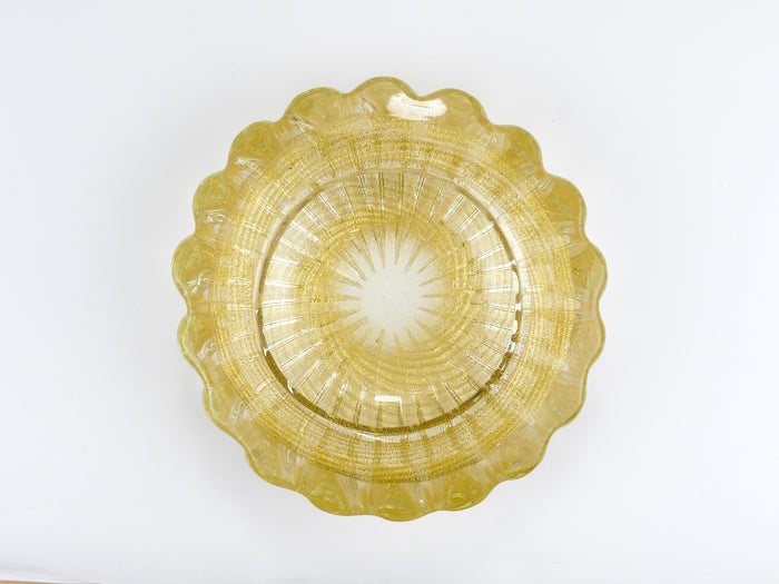 Ercole Barovier & Toso Cordonato D’oro Golden Murano Glass Bowl, Italy, 1960s