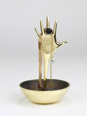 Coupe vide-poche Carl Auböck en laiton avec main décorative, Vienne, Autriche