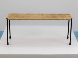 Carl Aubock Side Table, Flower Plant Bench, Iron, Rattan, Wicker, Austria, 1950s