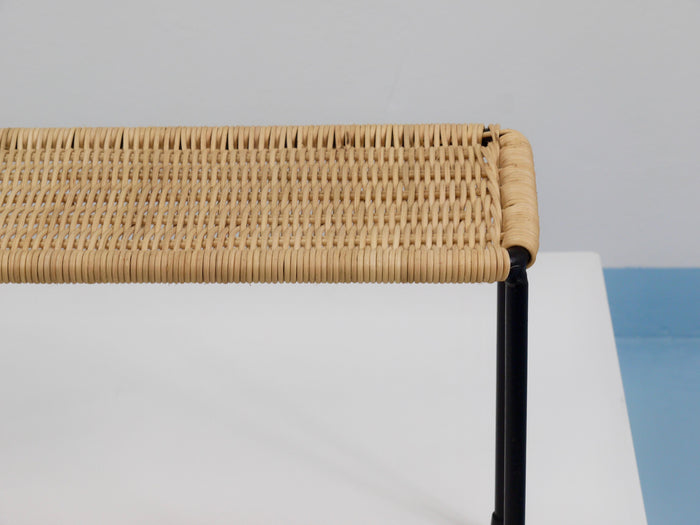 Carl Aubock Side Table, Flower Plant Bench, Iron, Rattan, Wicker, Austria, 1950s