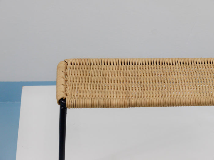 Carl Aubock Side Table, Flower Plant Bench, Iron, Rattan, Wicker, Austria, 1950s