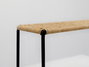 Carl Aubock Side Table, Flower Plant Bench, Iron, Rattan, Wicker, Austria, 1950s