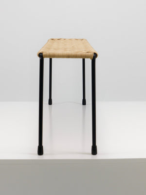 Carl Aubock Side Table, Flower Plant Bench, Iron, Rattan, Wicker, Austria, 1950s