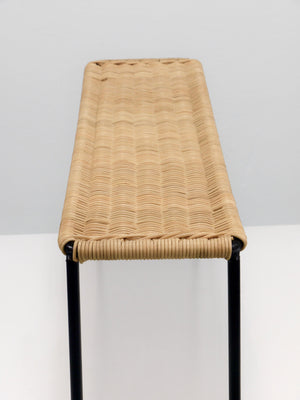 Carl Aubock Side Table, Flower Plant Bench, Iron, Rattan, Wicker, Austria, 1950s