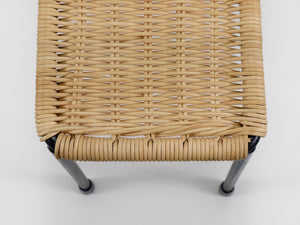 Carl Aubock Side Table, Flower Plant Bench, Iron, Rattan, Wicker, Austria, 1950s