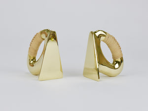 Pair Carl Auböck Flat Iron Brass & Cane Bookends #3530, Vienna, Austria
