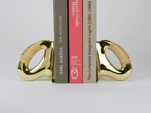 Pair Carl Auböck Flat Iron Brass & Cane Bookends #3530, Vienna, Austria