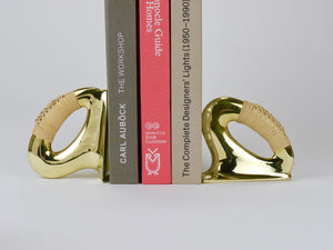 Pair Carl Auböck Flat Iron Brass & Cane Bookends #3530, Vienna, Austria