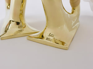 Pair Carl Auböck Flat Iron Brass & Cane Bookends #3530, Vienna, Austria