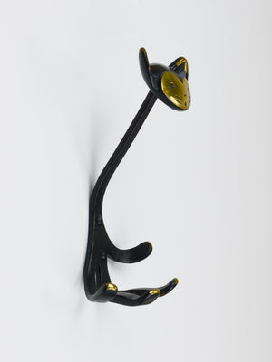 Walter Bosse Cat Zoo Brass Animal Wall Hook by Herta Baller, Austria, 1950s