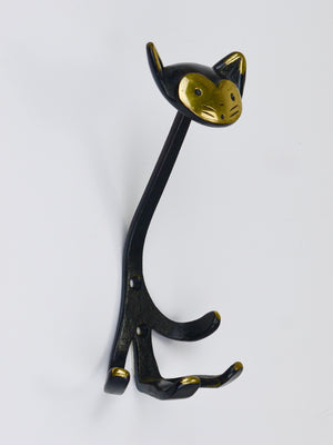 Walter Bosse Cat Zoo Brass Animal Wall Hook by Herta Baller, Austria, 1950s