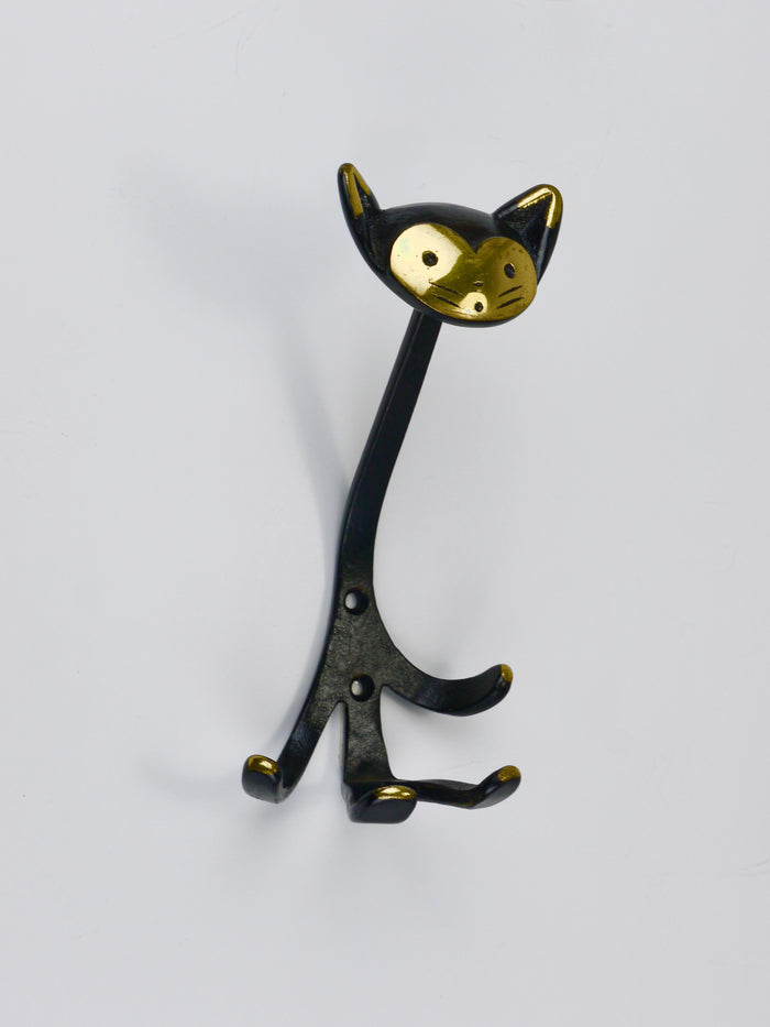 Walter Bosse Cat Zoo Brass Animal Wall Hook by Herta Baller, Austria, 1950s