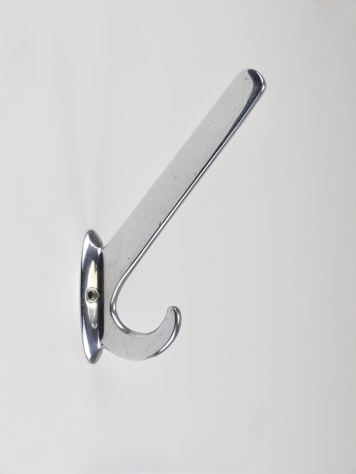 Up to 5 Large Art Deco Bauhaus Nickel & Brass Wall Coat Hooks, Vienna, 1930s