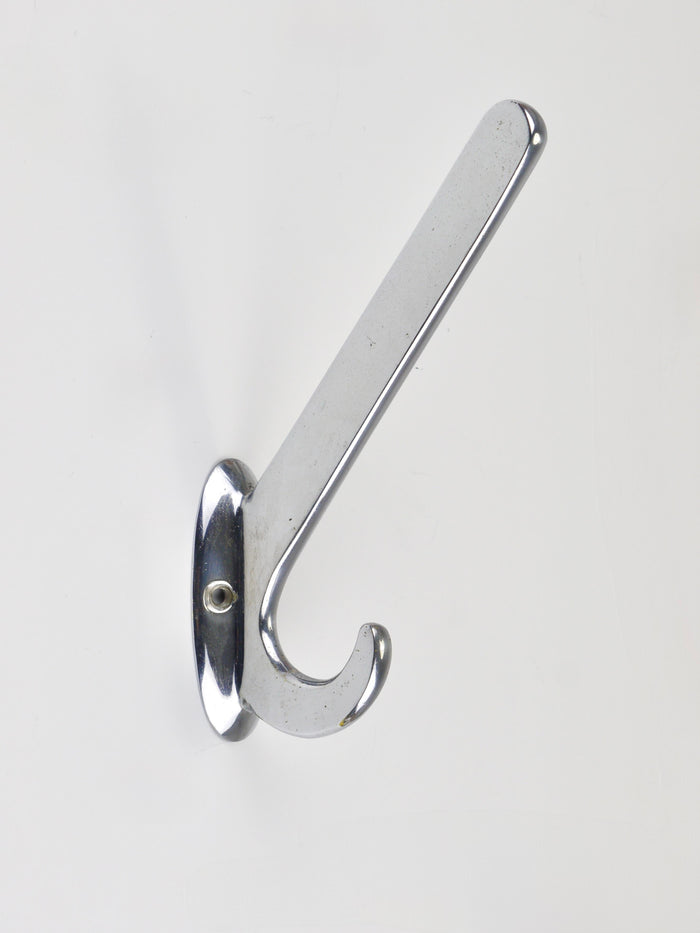 Up to 5 Large Art Deco Bauhaus Nickel & Brass Wall Coat Hooks, Vienna, 1930s