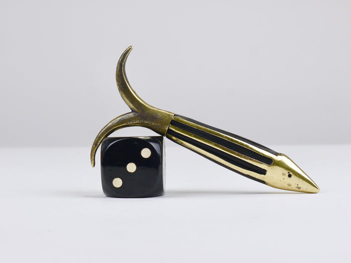 Walter Bosse Fish Mid-Century Brass Corkscrew, Herta Baller, Austria, 1950s