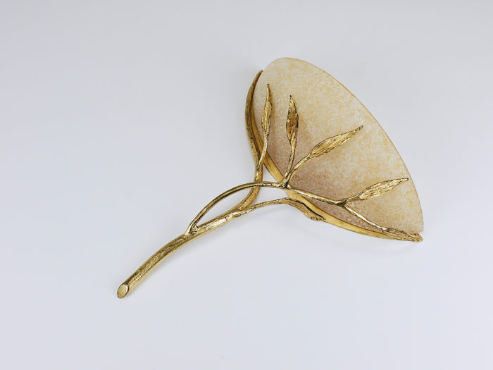 Banci Firenze Gilt Iron & Scavo Glass Floral Sconces, Wall lights, Italy, 1970s