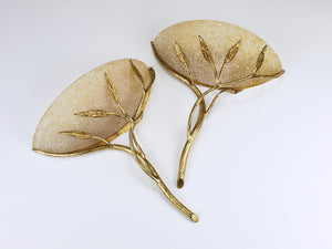 Banci Firenze Gilt Iron & Scavo Glass Floral Sconces, Wall lights, Italy, 1970s