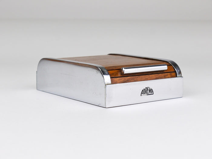 1930s Carl Aubock I Roll Top Storage Box, Cigarette Dispenser, Walnut, Vienna
