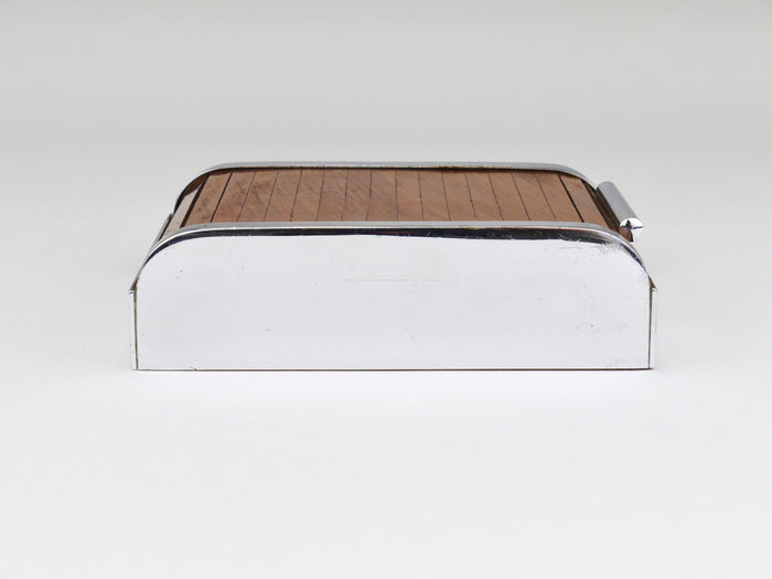 1930s Carl Aubock I Roll Top Storage Box, Cigarette Dispenser, Walnut, Vienna