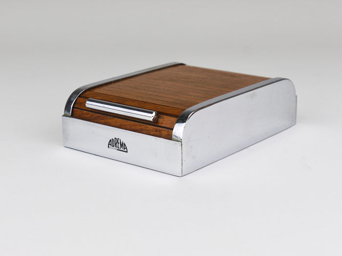 1930s Carl Aubock I Roll Top Storage Box, Cigarette Dispenser, Walnut, Vienna