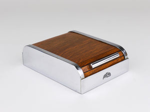1930s Carl Aubock I Roll Top Storage Box, Cigarette Dispenser, Walnut, Vienna