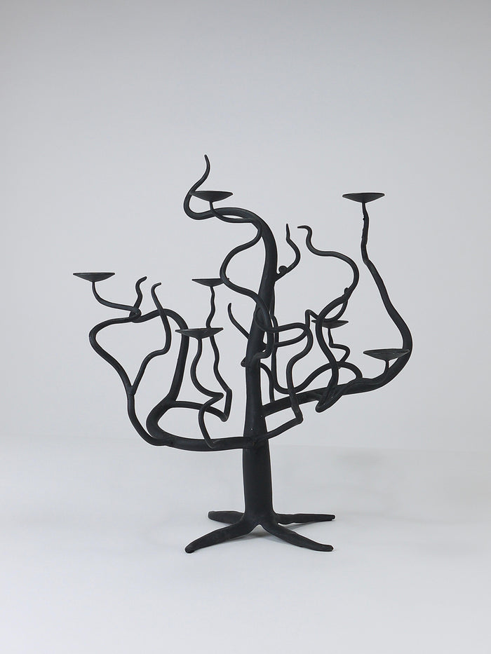 Sculptural Brutalist Tree of Life Hand-Forged Candelabra Candle Holder, 1970s