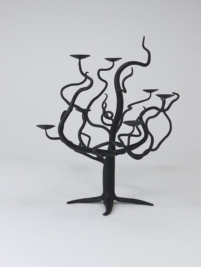Sculptural Brutalist Tree of Life Hand-Forged Candelabra Candle Holder, 1970s